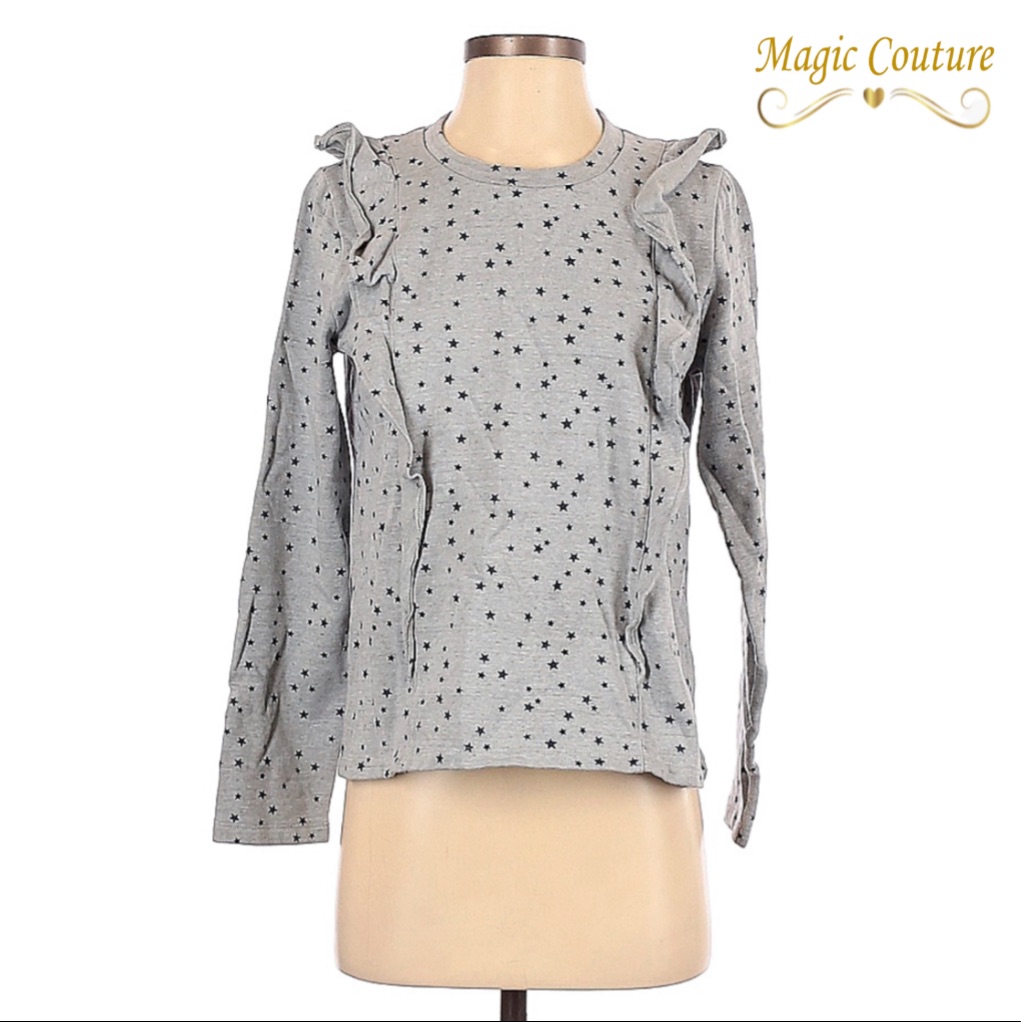 J. Crew Mercantile Stars And Ruffles Grey And Navy Sweatshirt